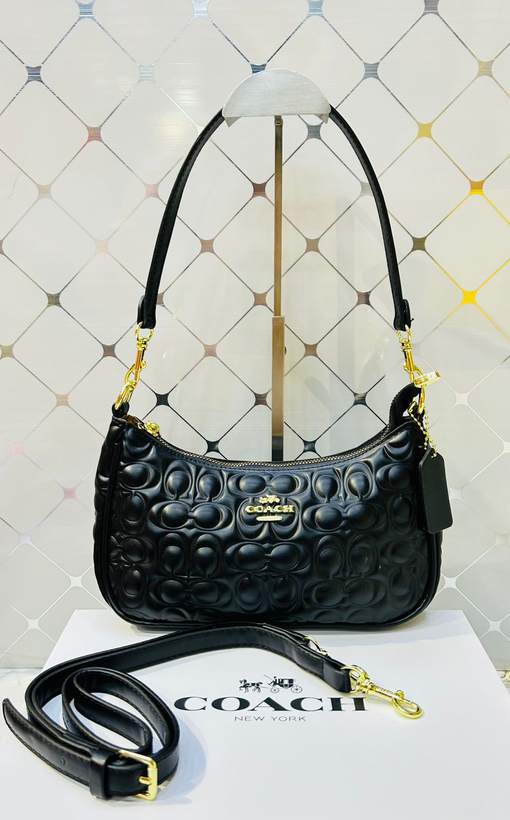Coach Inspired Quilted Signature Shoulder Bag Color 01