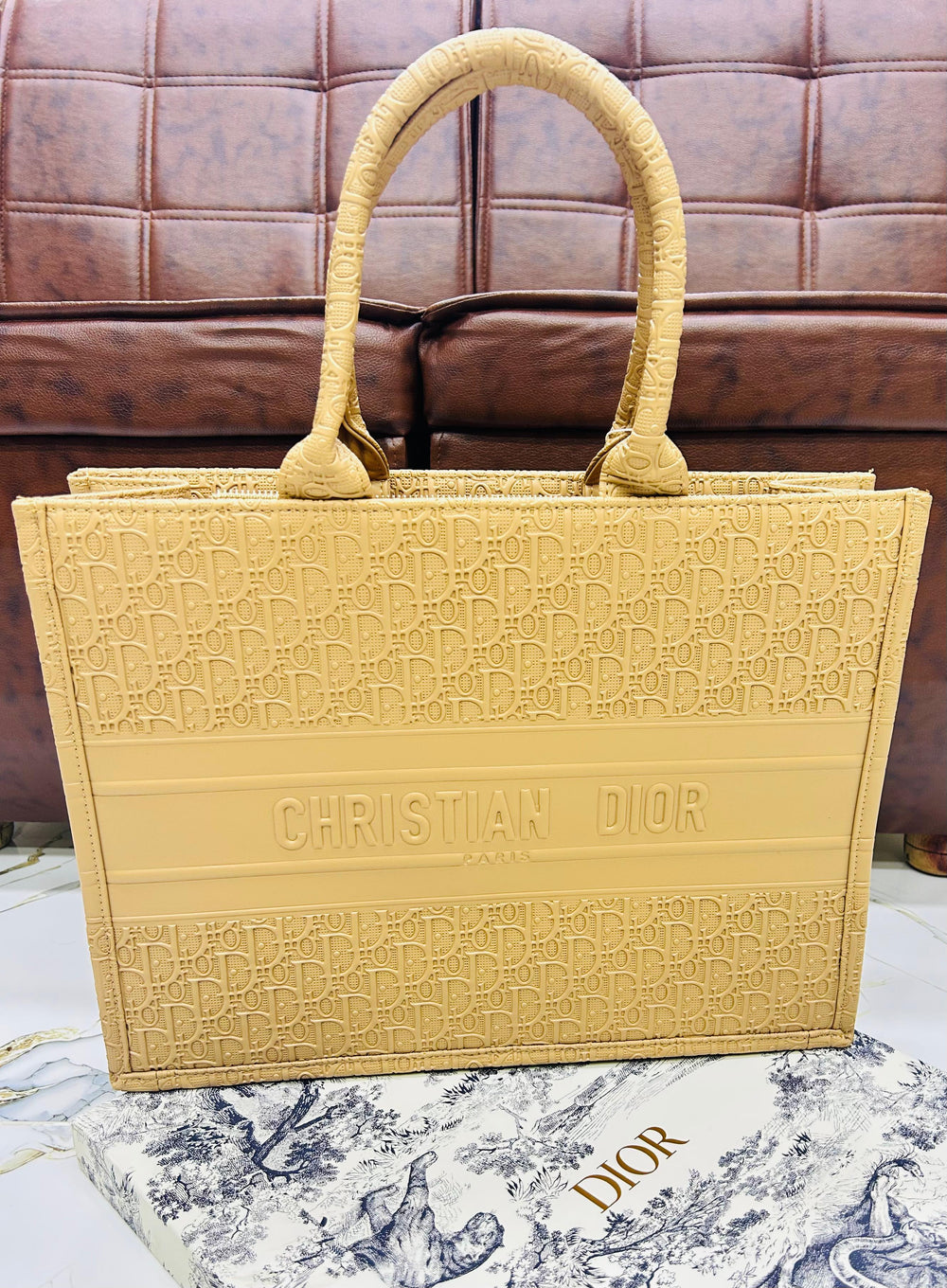Dior Inspired Embossed Oblique Book Tote Color 01