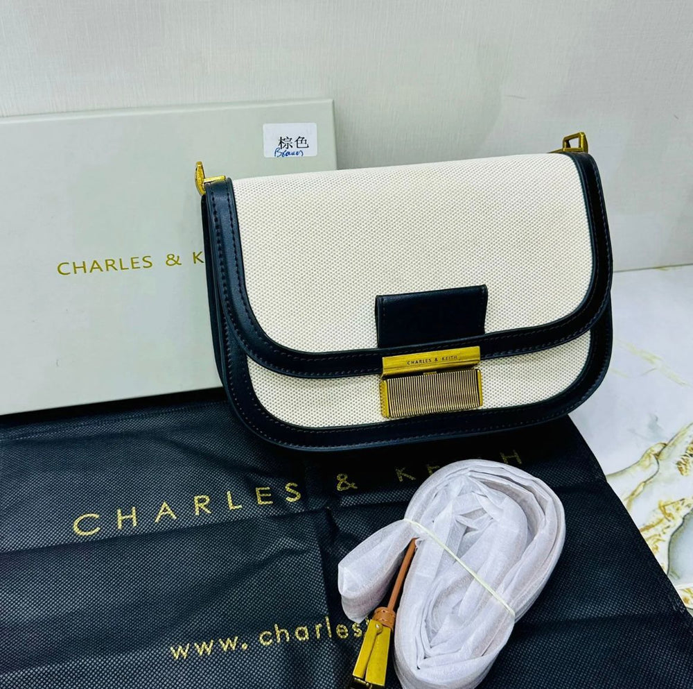 Charles & Keith Inspired Canvas Saddle Bag Color 02