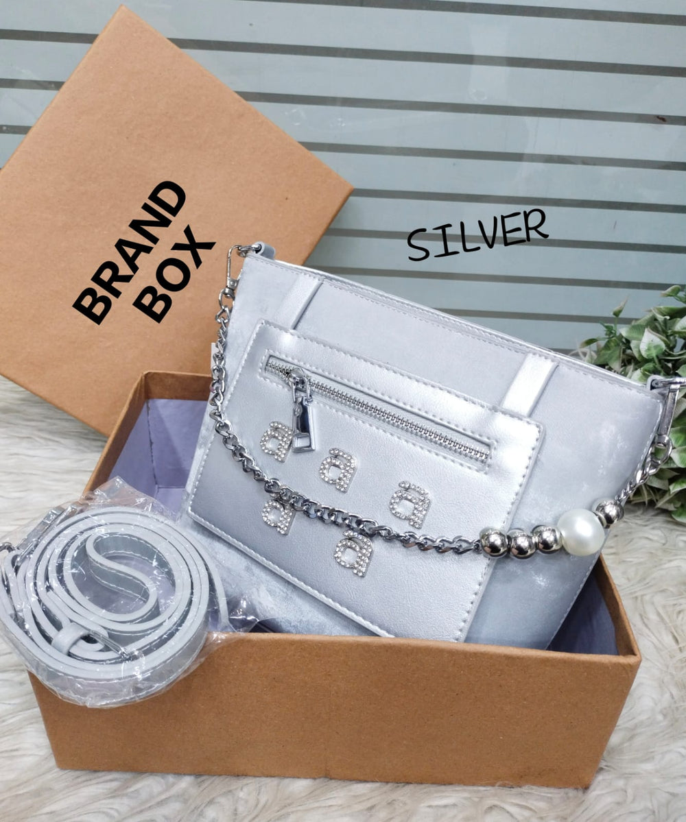 Crystal Letter Chain Shoulder Bag Color 02