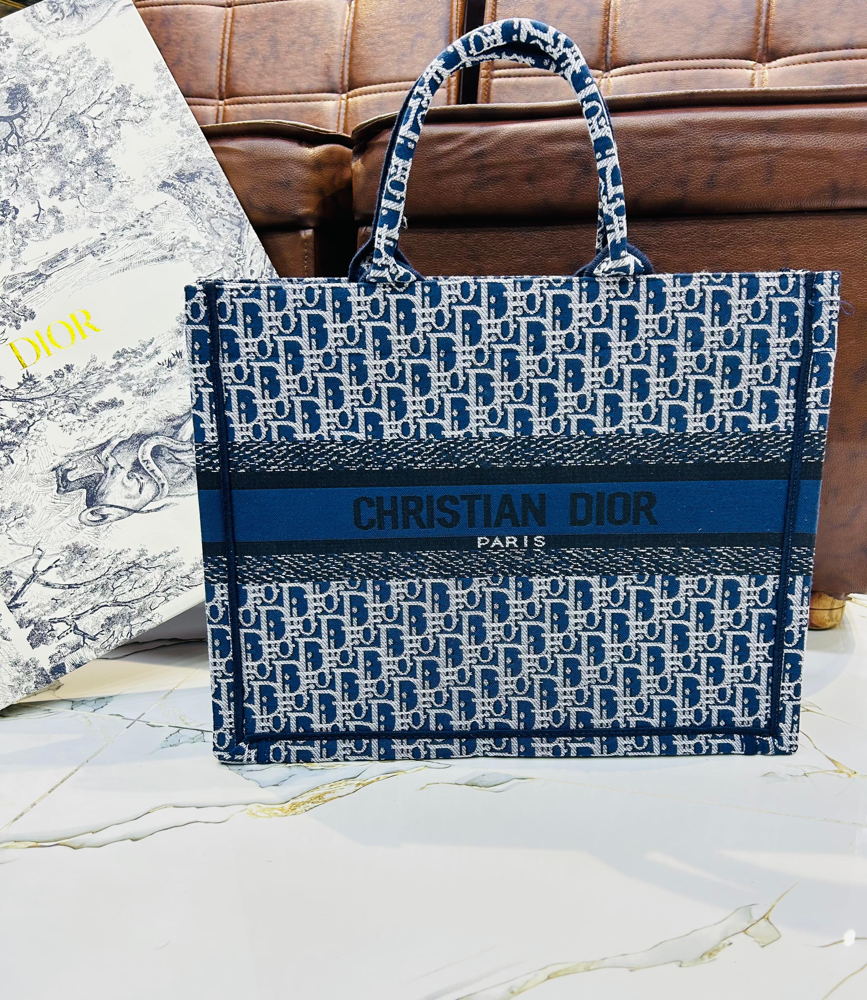 Dior Inspired Book Tote Blue Oblique