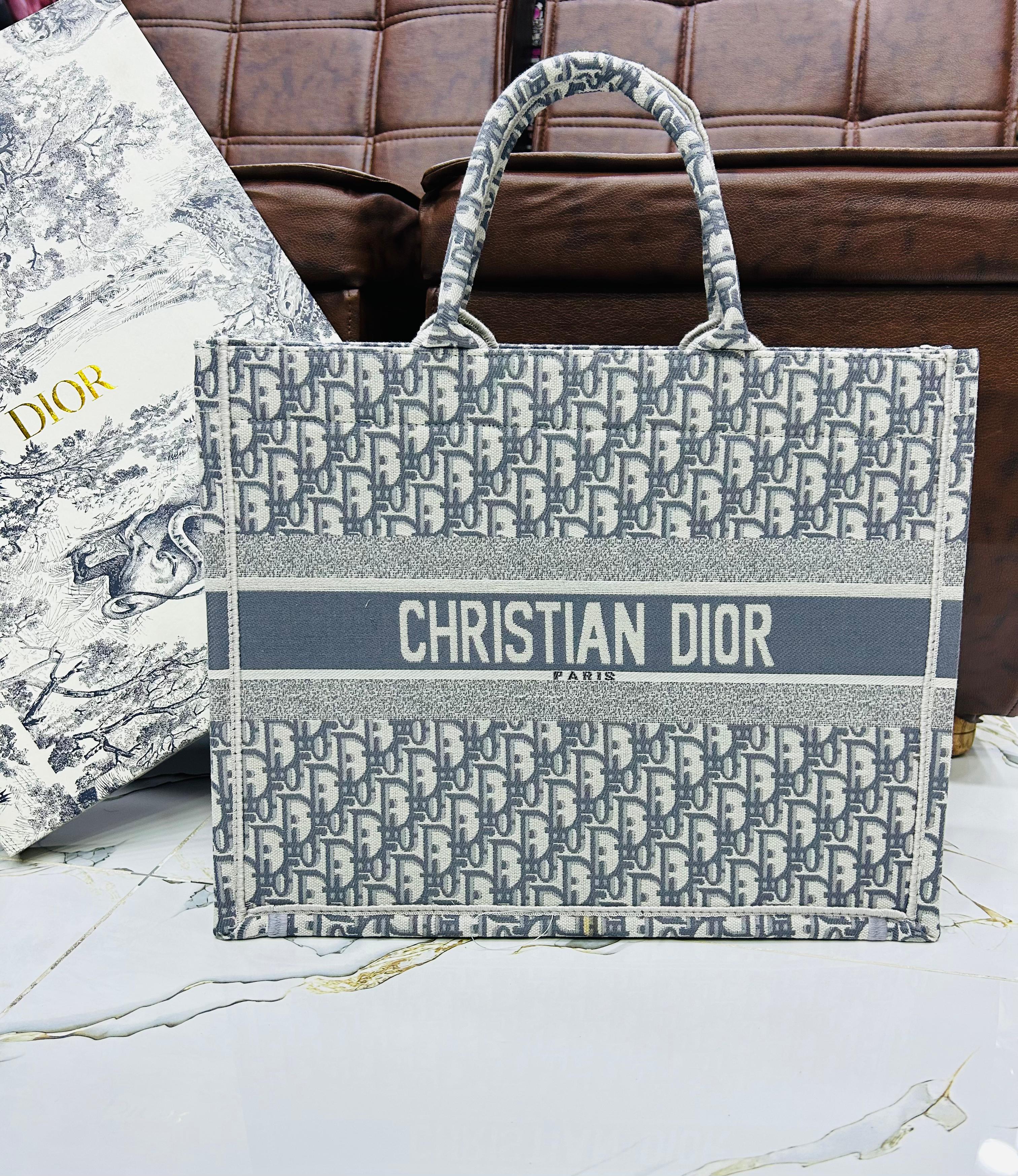 Dior Inspired Book Tote Grey