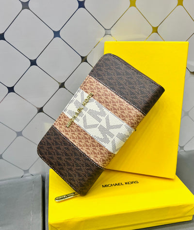 Michael Kors Inspired Signature Wallet Black Orange