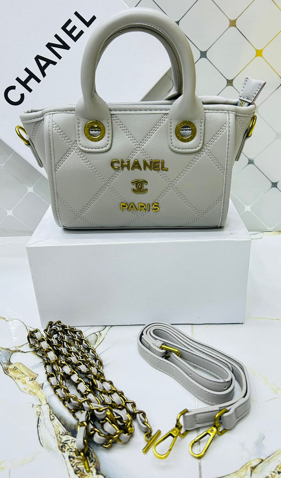 Chanel Inspired Quilted Deauville Mini Boston Bag Color 03
