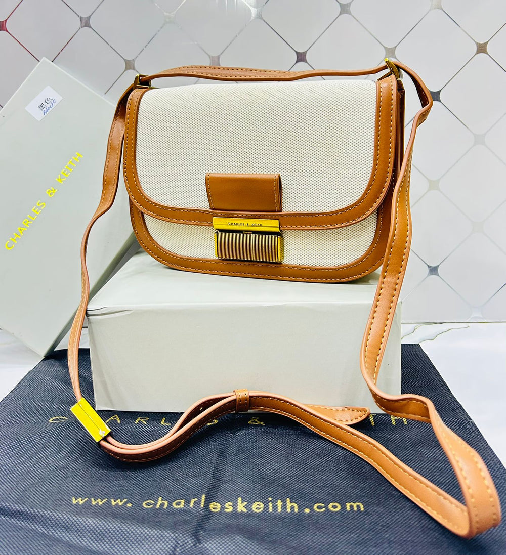 Charles & Keith Inspired Canvas Saddle Bag Color 01