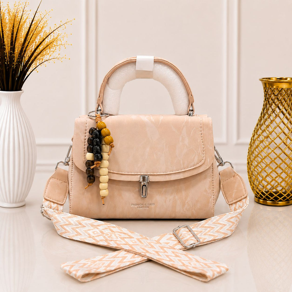 Boho Luxe Satchel Bag - Peach