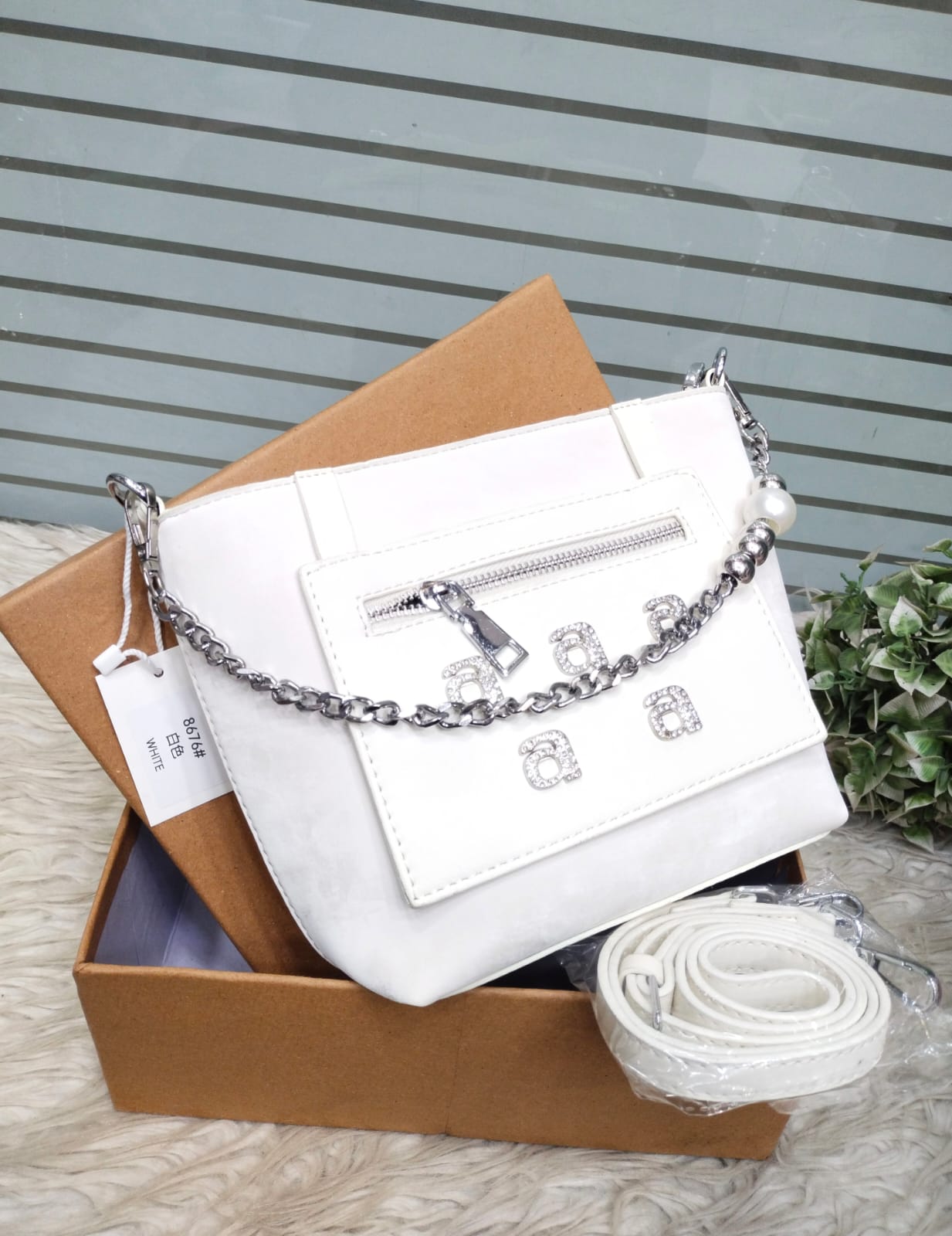 Crystal Letter Chain Shoulder Bag Color 01