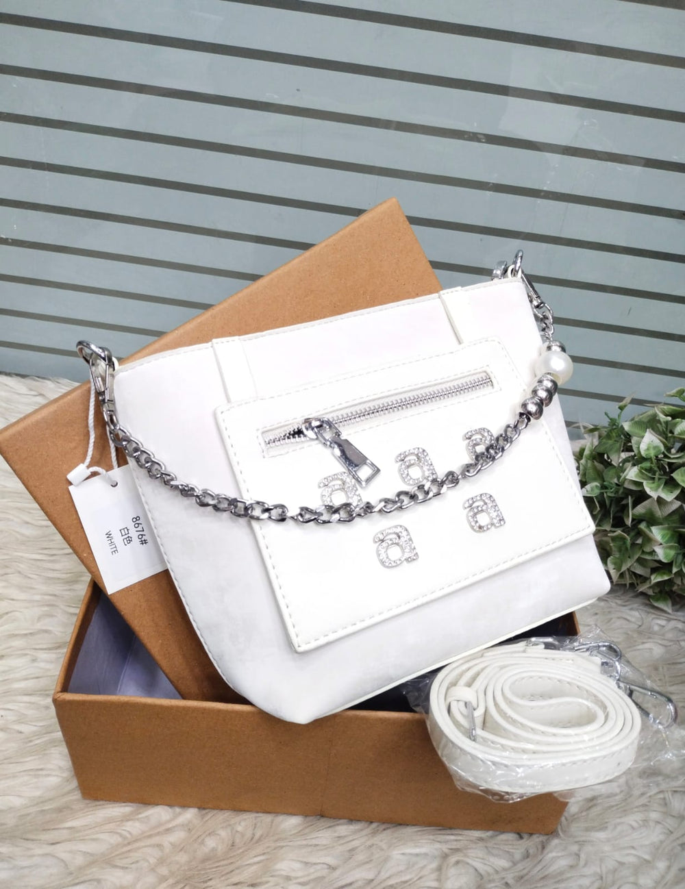 Crystal Letter Chain Shoulder Bag Color 01