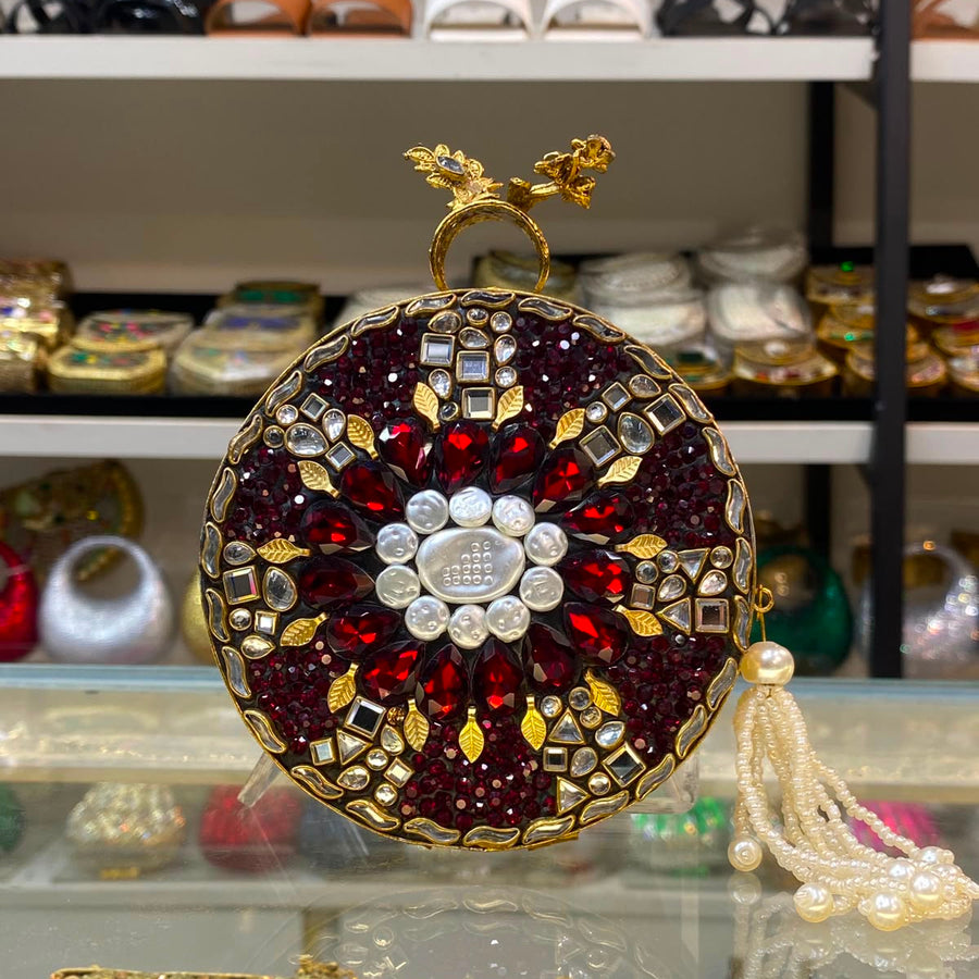 Diamante Bridal Box Clutch - Design 11 -shaheen