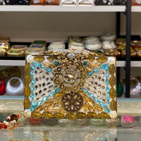 Antique Gold Filigree Clutch - Design 08 -shaheen