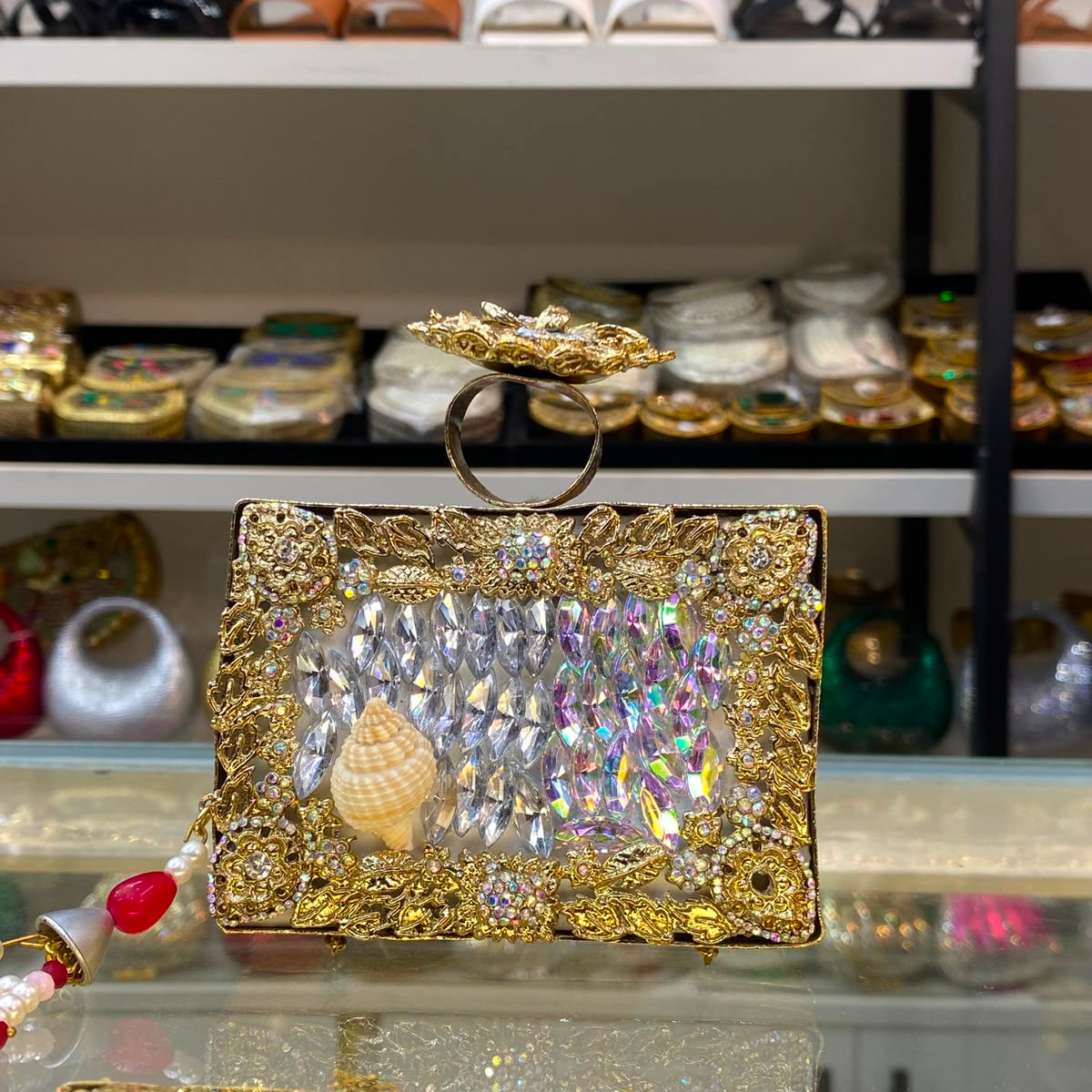 Mirror Work Heritage Clutch - Design 05 -shaheen