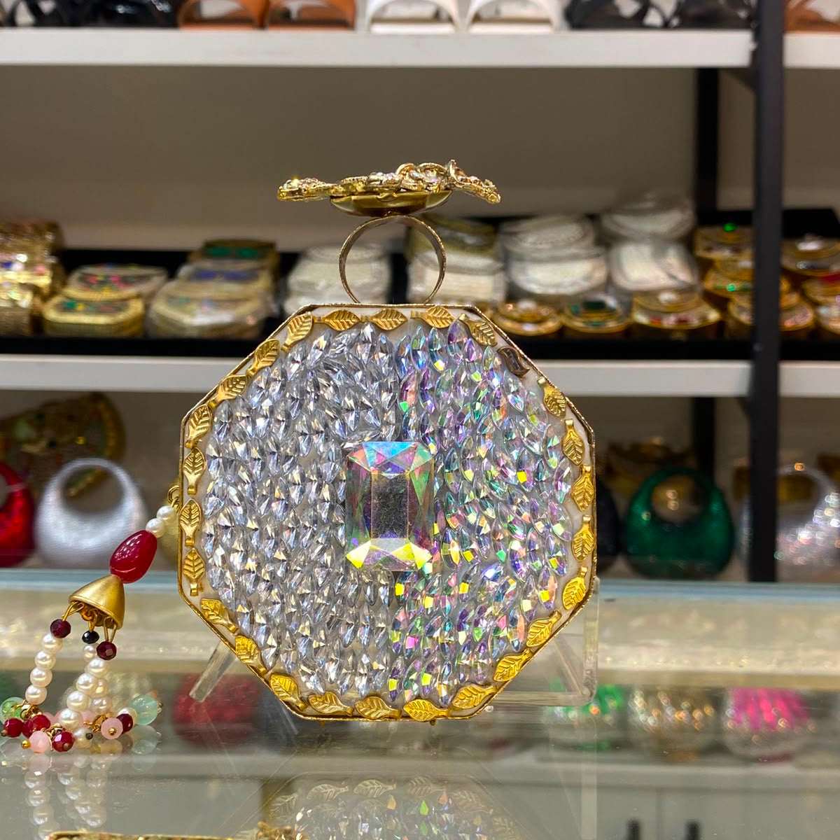 Crystal Embellished Clutch - Design 01 -shaheen