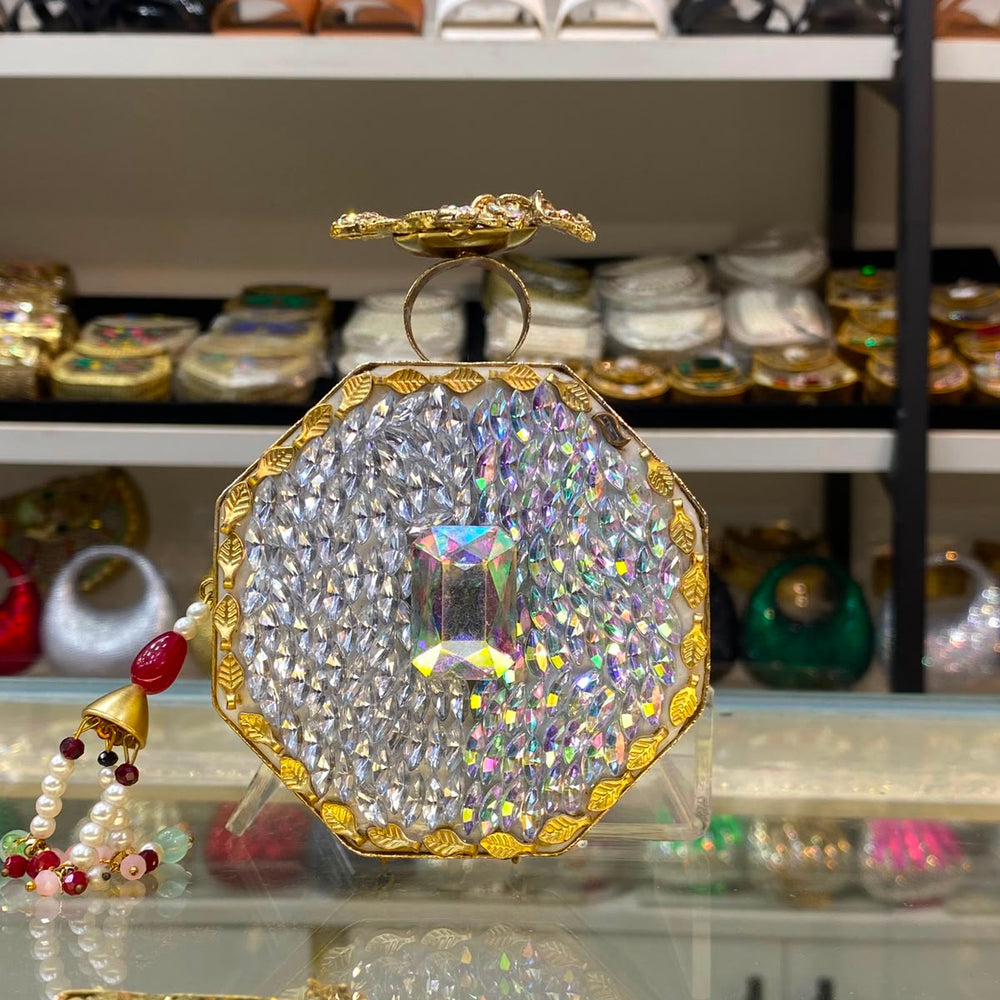 Crystal Embellished Clutch - Design 01 -shaheen